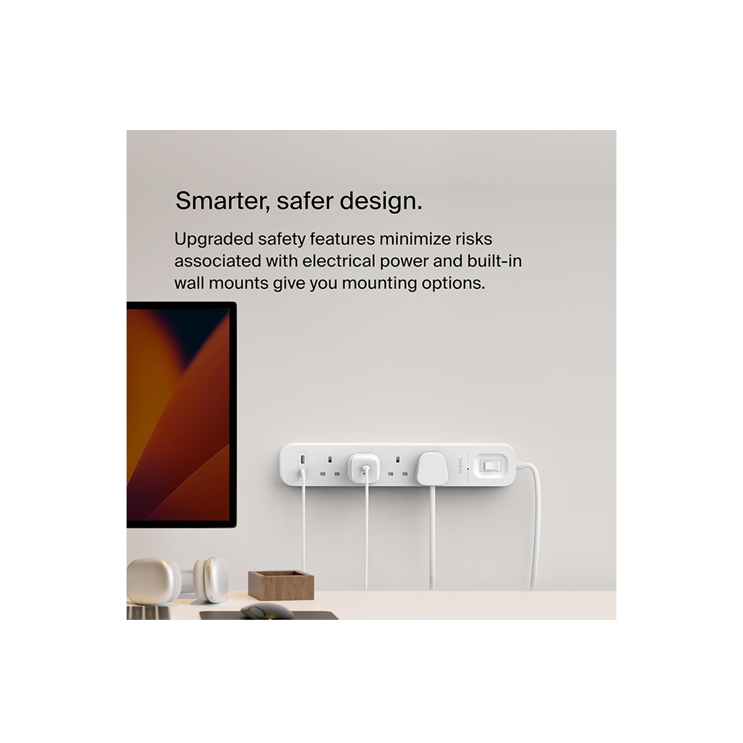 Belkin 4-Outlet Surge Protector Power Strip, Wall-Mountable with 4 AC Outlets, 2M Power Cord in Qatar Belkin 4-Outlet Surge Protector Power Strip, Wall-Mountable with 4 AC Outlets, 2M Power Cord in Qatar